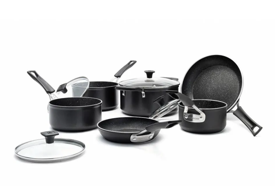 Ricardo Cuisine Poêles Et Casseroles-Batterie de cuisine en aluminium forgé antiadhésif « The Rock » RICARDO (10 pièces)