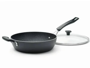 Ricardo Cuisine Poêles Et Casseroles-Poêle à frire profonde en aluminium forgé antiadhésif « The Rock » de 28 cm (11 po) avec couvercle en verre RICARDO